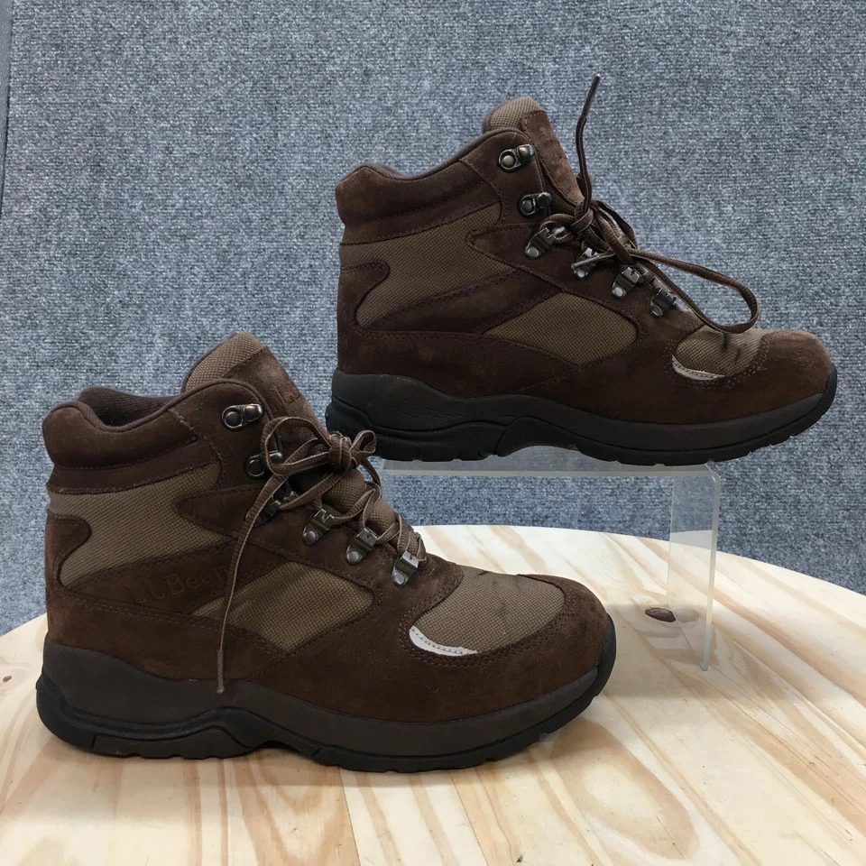 LL Bean Botas Mujer 9.5 M 200 Gramos Senderismo Marrón Con Cordones Cómodas Medio Top GCG504 Foto 2 de 4