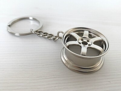 JDM Euro Style Auto Rad TE37 Schlüsselanhänger Keychain Accessoire Geschenk in Silber!!