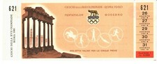 Boleto completo sin usar del pentatlón olímpico de Roma 1960