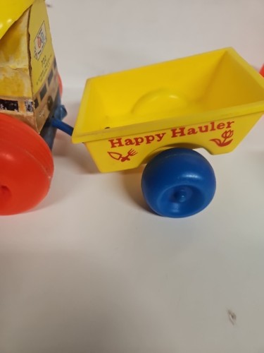 2 Vintage Fisher Price Woden Toys Bouncy Racer And Tractor With Wagon - Picture 4 of 11