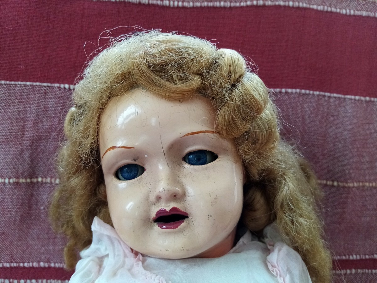 Ancienne Poupée Parlante Française - 45 Cm - Yeux Bleus Dormeurs, Bouche Ouverte (Années 1920)