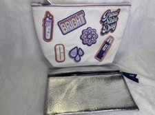 2 BRAND NEW ASSORTED MAKE UP BAGS SASSY SILVER 