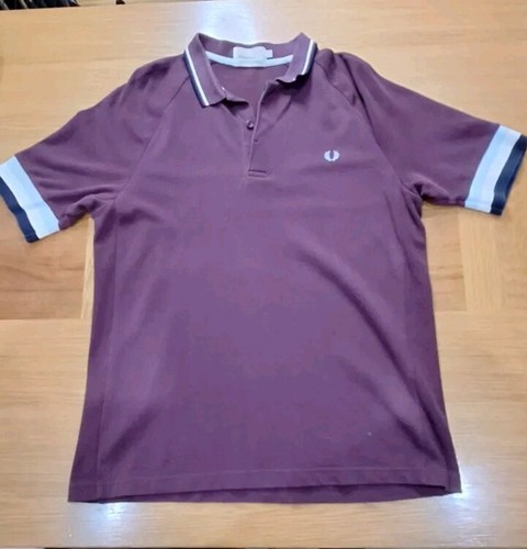 Fred Perry, Bradley Wiggins, 2 Button Burgandy Polo Shirt, Size 42" (L) Retro