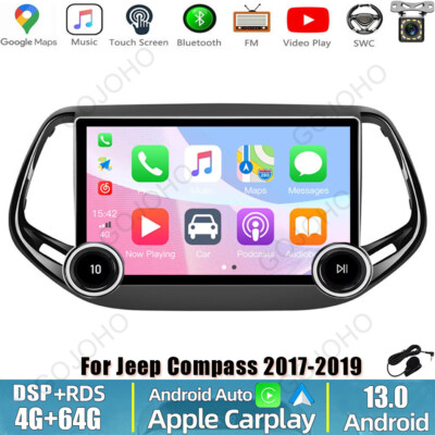 64GB Android 13 Carplay Car Stereo BT Wifi Radio Navi For Jeep Compass 2017-2019