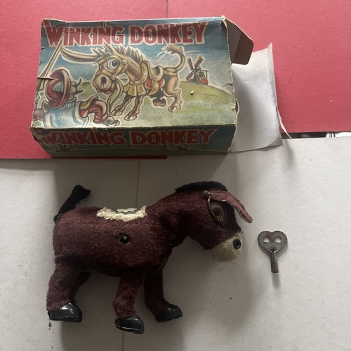 Antiker japanischer Esel zum Aufziehen mechanisch. Mit Box und Schlüssel..selten siehe Fotos