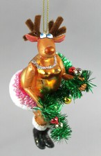 Anhänger Weihnachten Rentier Girlande Glas Kugel Christbaum Schmuck  XmasLook