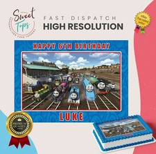 THOMAS THE TANK ENGINE RECTANGLE EDIBLE CAKE TOPPER DECORATION PERSONALISED
