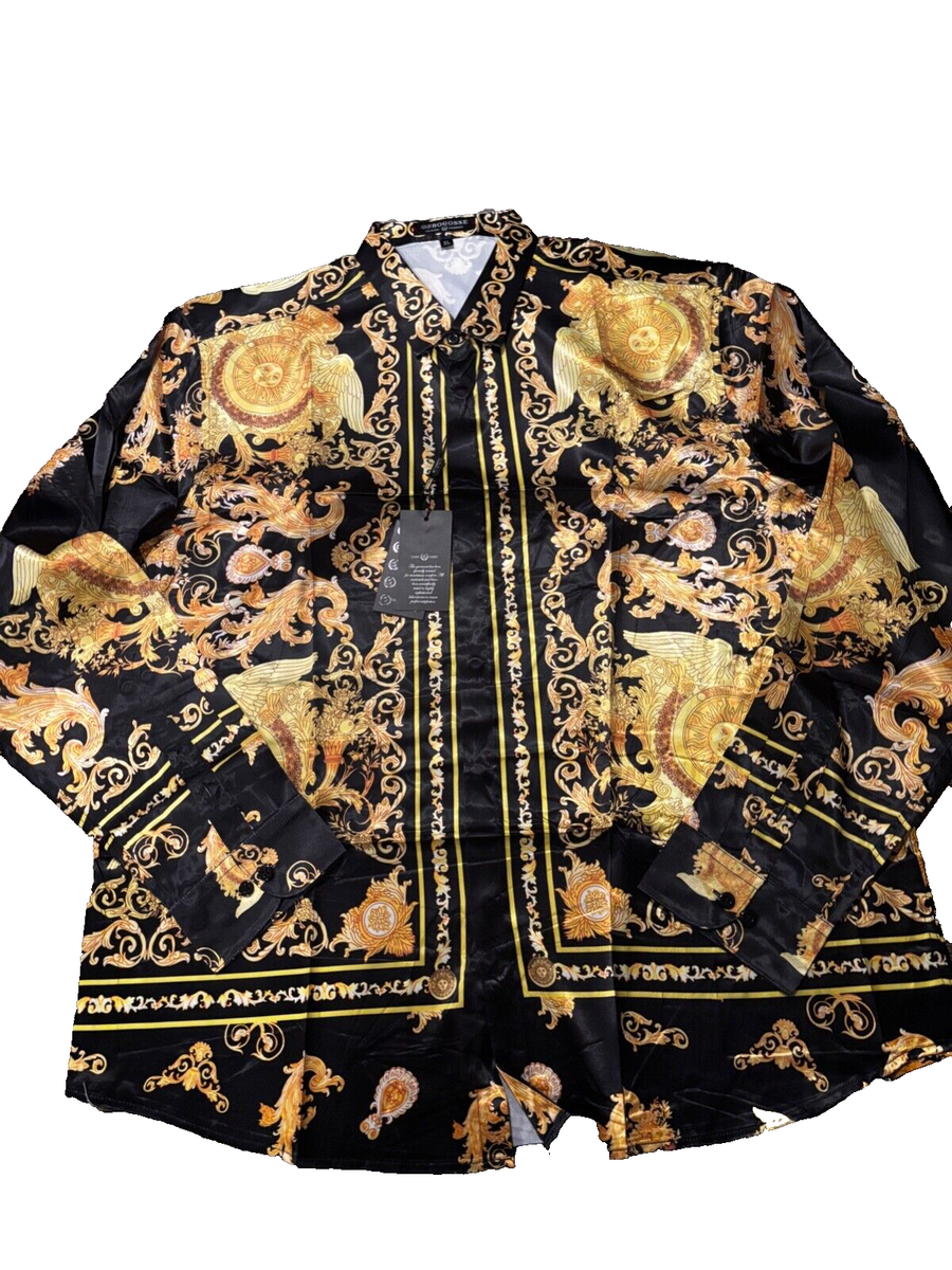 GS Bogosse Nightclub Shirt Sun Print Button Long Sleeve Shirt Men GS Bogosse Nightclub Shirt Sun Print Button Long Sleeve Shirt Men