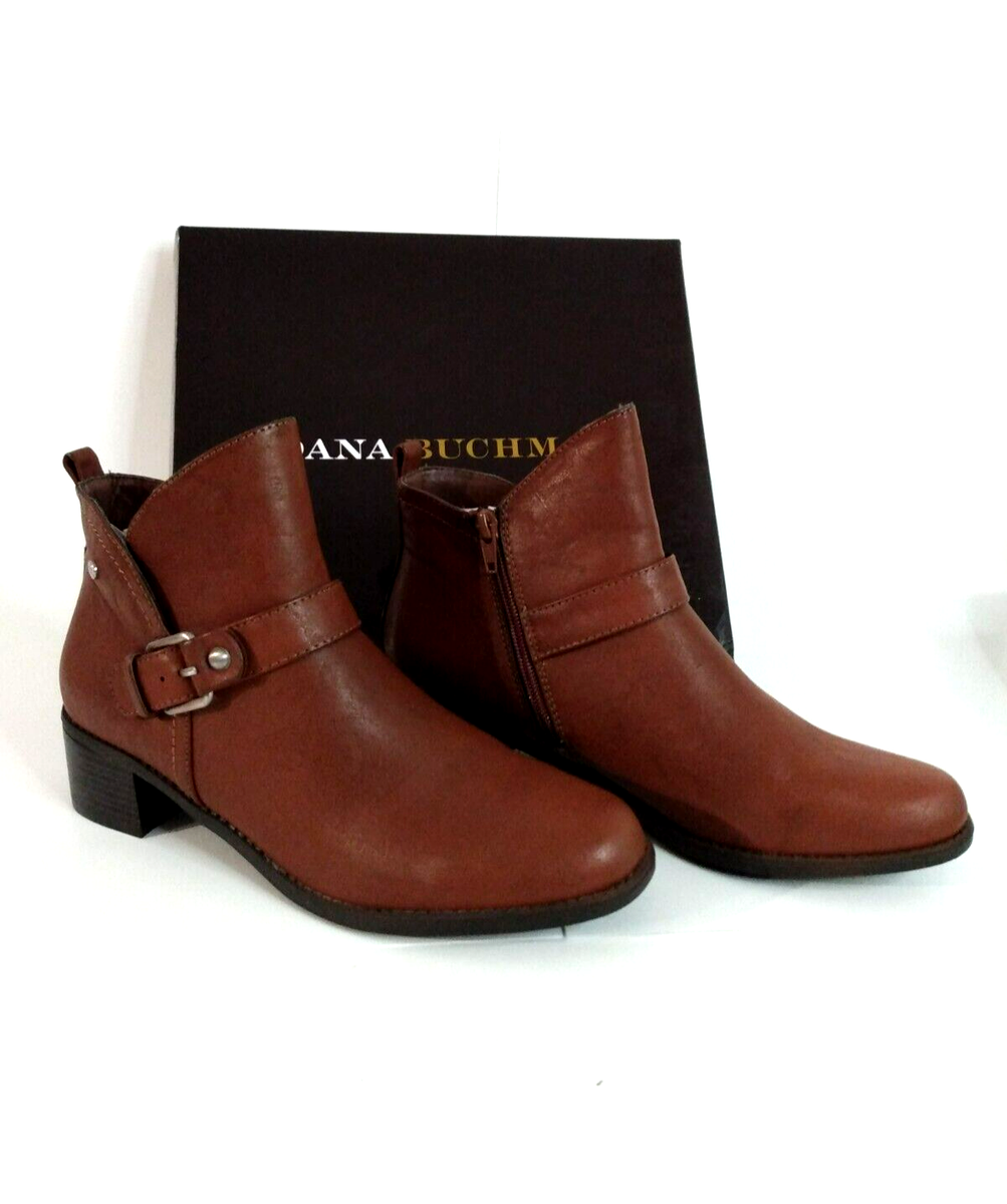 Dana Buchman Women's DB Dorian Cognac Side Zip Ankle Boot Brown