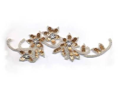 Aufnäher Blumenranke gold silber Länge ca 20 cm ( Annähen Patch Verzierungen )
