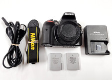 Nikon D3300 24.2 MP DSLR Camera Black Body Only w/ Charger, Strap  2 Batteries