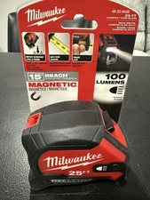 Milwaukee 25Ft Wide Blade Magnetic Tape Measure With 100L Light