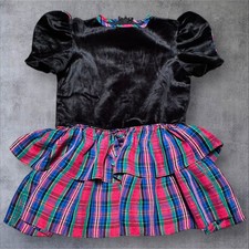 Vintage 80s Rare Editions Girls Velvet Plaid Holiday Dress Christmas 3T 4T