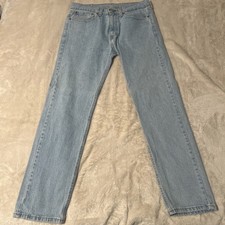 Levi's 505 Jeans Men's 34x32 Light Wash Blue Straight Leg Mid Rise