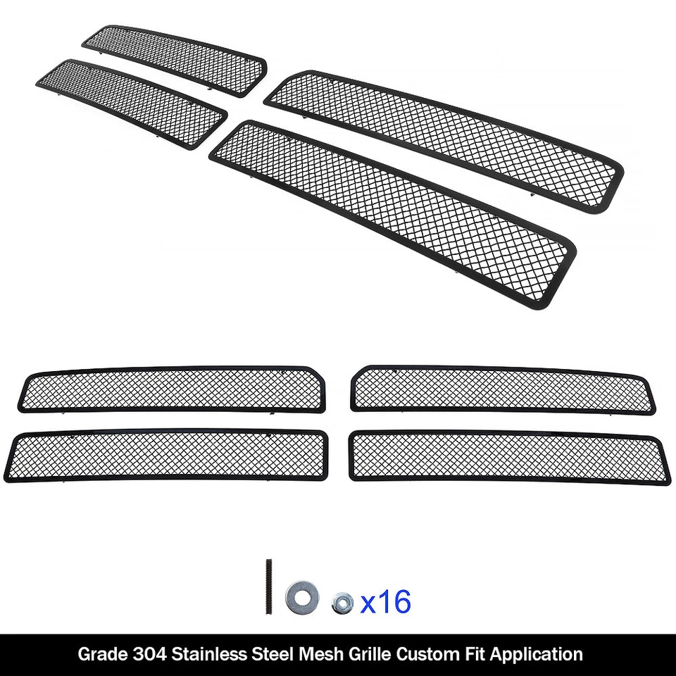Se adapta a Dodge Ram 1994-2001 superior acero inoxidable malla negra parrilla inserto Foto 2 de 3