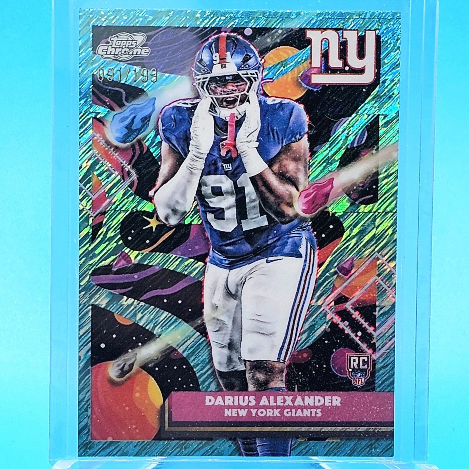 2025 Topps Cosmic Chrome - Darius Alexander Aqua Refractor 91/199 Jersey # Match