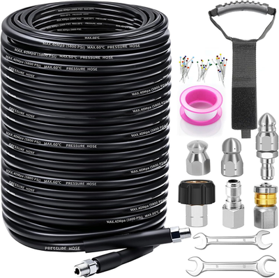 #ad Sewer Jetter Kit for Pressure Washer 200FT 5800PSI Drain Cleaner Hose with 1 4 $155.02