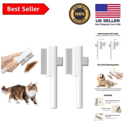 Self-Cleaning Pet Grooming Comb Set - Stainless Steel Flea Brush for Cats & Dogs