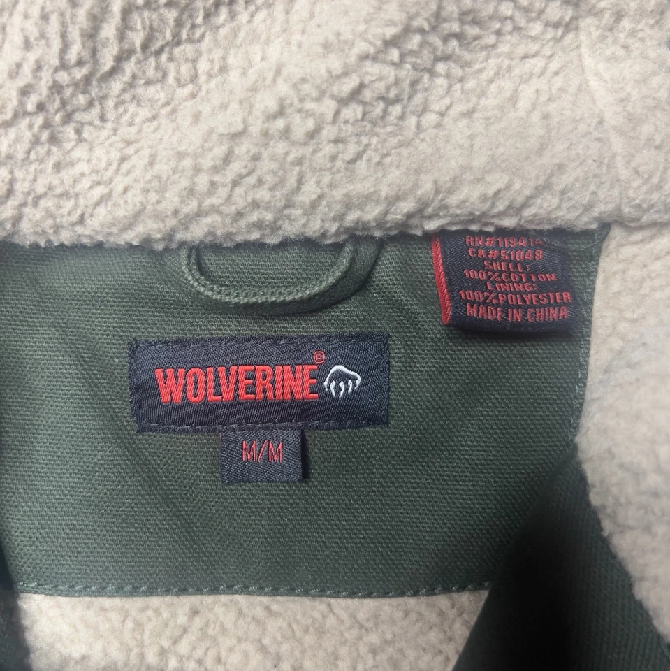 De Colección Chaqueta Wolverine Para Hombres Mediana Forrada Lona Con Capucha Cremallera Verde Y2K Chaqueta de Trabajo  Foto 2 de 4
