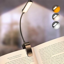 16 LED Rechargeable Book Light 3 Color Temp Dimmable 80-hour Bed Eye Care Clip