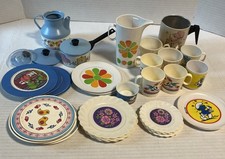 Lot Of 35 Vintage Kithcen Play Set Items- Plates.Bowls Cups-Smurfs, HollyHobbie