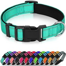 Reflective Dog Collar Soft Neoprene Padded Nylon Buckle Large Dogs Teal L