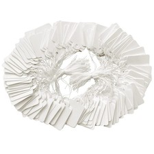 200 White Price Display Tags with String, White Pricing Writable Tags for Jew...