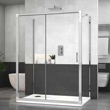 Sliding Door 3-Sided Shower Enclosure with Side Panels Walk In Cubicle 6mm Glass
