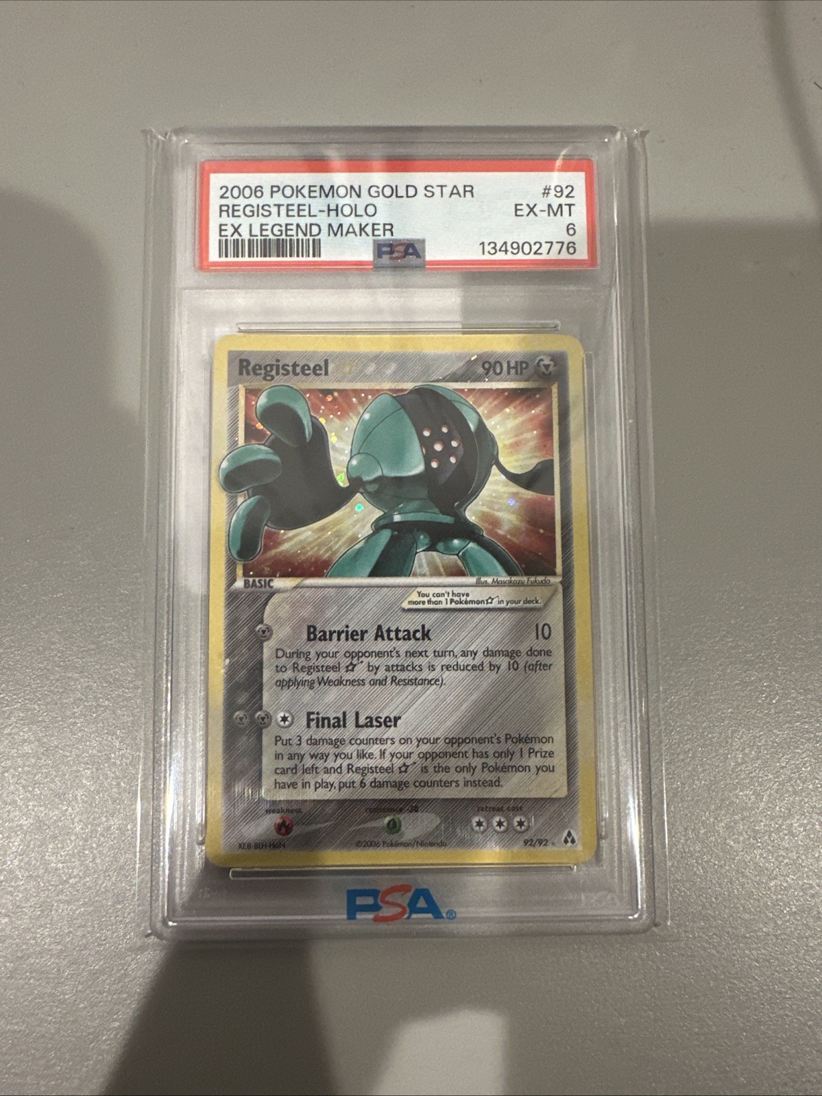 2006 POKEMON EX LEGEND MAKER GOLD STAR #92 REGISTEEL-HOLO PSA 6