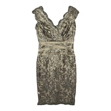 Tadashi Shoji 6 Paillette Embroidered Lace Banded Sequin Cocktail Dress Romantic