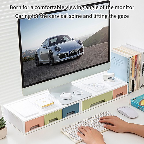Computer Monitor Stand Bracket With Drawer PC Screen Laptop Working Holder Ra GA - Picture 6 of 20