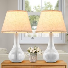 19" Ceramic Table Lamps Set of 2 - Table Lamps for Living Room, Modern Stripe...