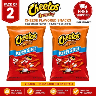 (PACK OF 2) Cheetos Crunchy Cheese Flavored Snacks 15 oz Bag New