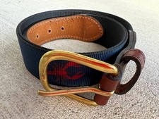 Thomas Bates Lobster Motif Web Belt – Size 34 – Solid Brass – Made in USA