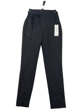 Calvin Klein Pull On Pants Womens Size 2 Black Belted Pockets Stretch New