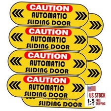 8pc Caution Automatic Sliding Door Warning Sticker Sign 5" x 1.5" Two-Sided