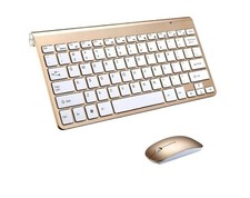 Mini Wireless Keyboard and Mouse Combo for Windows, IOS Mac -Gold New