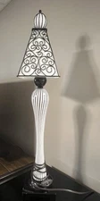 Large Murano Style Lamp White and Black