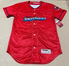 Authentic NWT Wilson Evoshield MiLB Jacksonville Jumbo Shrimp Youth Red Jersey