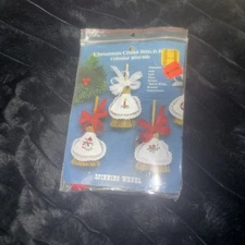 Vintage Spinning Wheel Christmas Cross Stitch Kits ~ Colonial Mini Bib makes 3