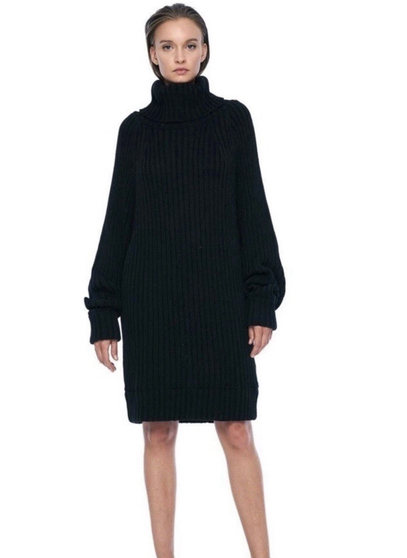 Jonny Cota Solid Black Oversized Long Sleeve Turt… - image 1