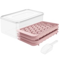 EiswüRfelform Kugeln Silikon 2Er Set Mit BehäLter & Deckel Eiskugelform Rosa