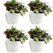 ORIMERC 4 Pack White Wall Planter Pots Vertical Living Wall Hanging Planters ...