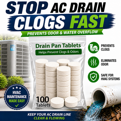 #ad 100 AC Drain Pan Tablets HVAC Condensate Line Cleaner Prevent Clogs Odor $18.99