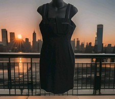 Cue Designer Fashion Vintage 60s Retro Look Party Black Stretch Dress Sz 8 XS