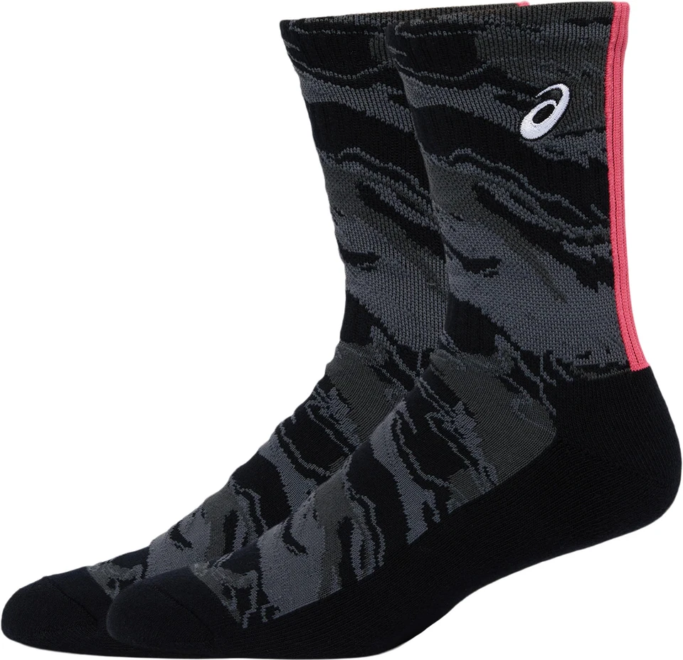 Asics Graphic Crew Running Socks Grey Cushioned Arch Support Sports Training Run - Image 2 of 2
