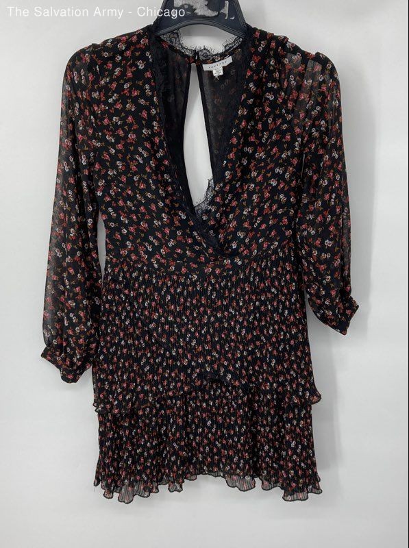 Topshop Womens Multicolor Floral Surplice Neck Long Sleeve Mini Dress Size 6