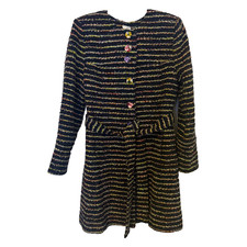 Cabi Women s Jacket Size 8 Boucl Tweed Striped Floral Button Blazer Style 5660
