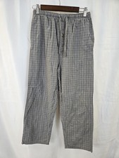 Hanes Pants Mens Small Gray Plaid Cotton Pajama Sleepwear Lounge Drawstring