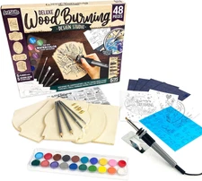 Deluxe Wood Burning Kit for Beginners with 48 Pieces, Includes Tools & Stencils